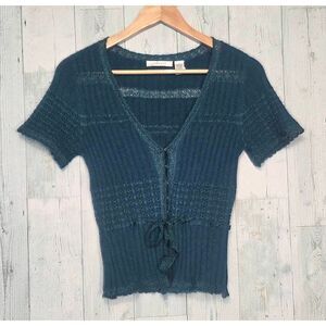 Co & Eddy Angora Blend Open Knit Eyelet Detail Retro Y2K Lace Tie Cardigan Sz. S